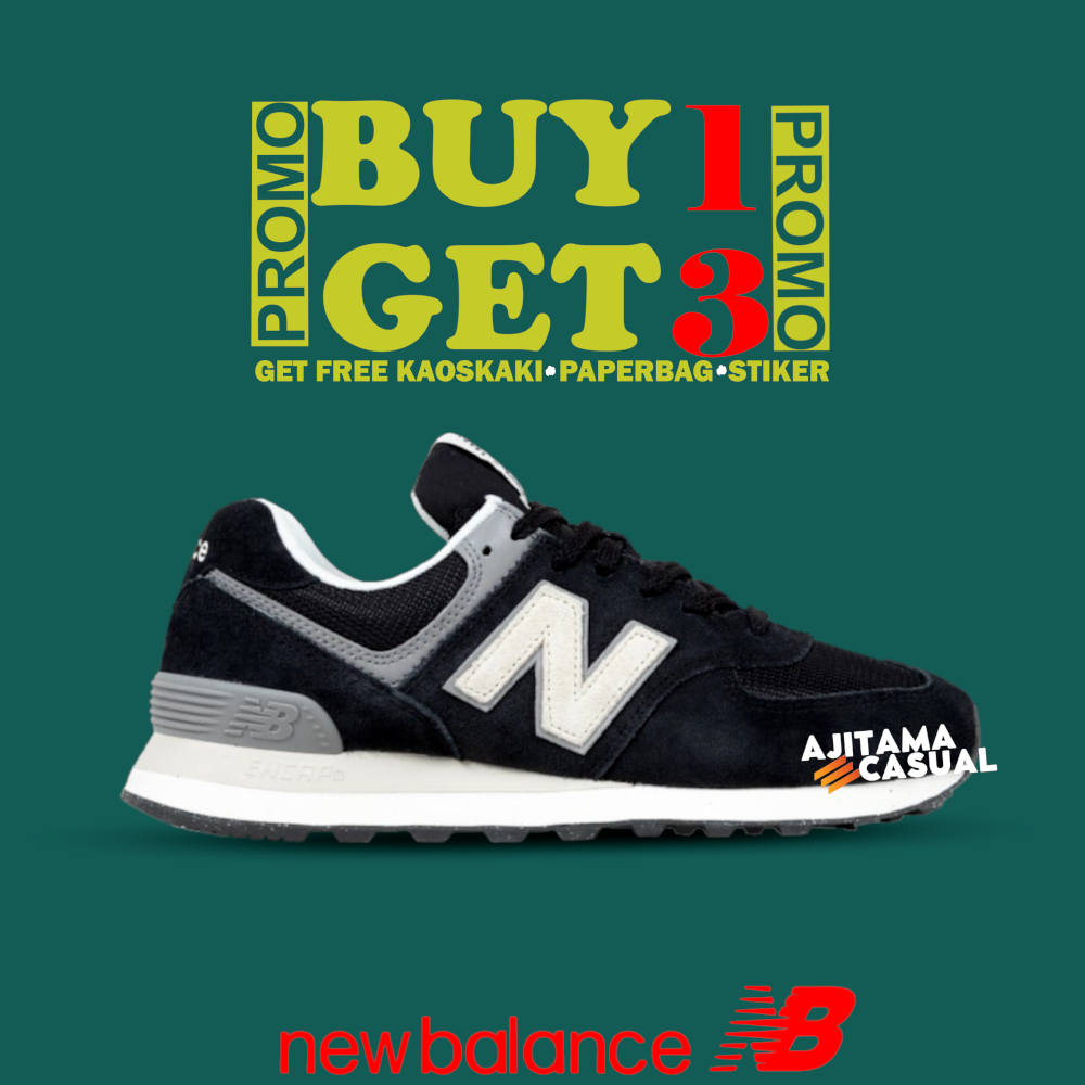 New Balance 574 Black White BNIB Full Tag Grade Original NB 997 530 2000R 5740 327  | sepatu sneakers pria wanita | putih hijau | putih merah | hitam putih | size 37 38 39 40 41 42 43 | Promo grastis kaoskaki | COD