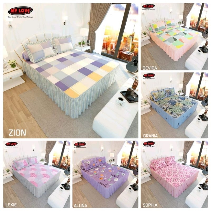 Sprei Rumbai 180x200 All New My Love (Panjang Rumbay 50 cm) / Seprai My love King 180×200 Renda Ting