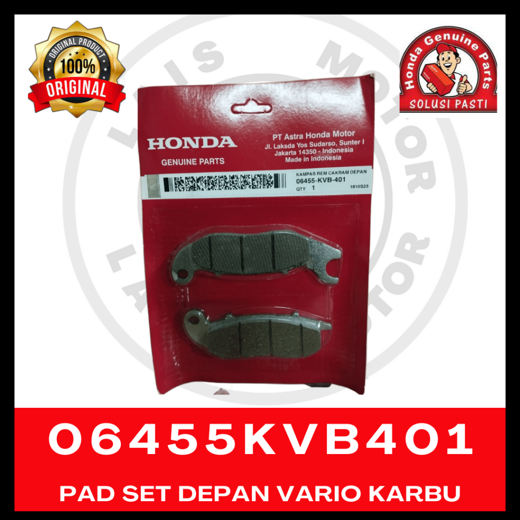 Pad Set Rem Depan KVB401 Vario Karbu 06455KVB401 Original AHM
