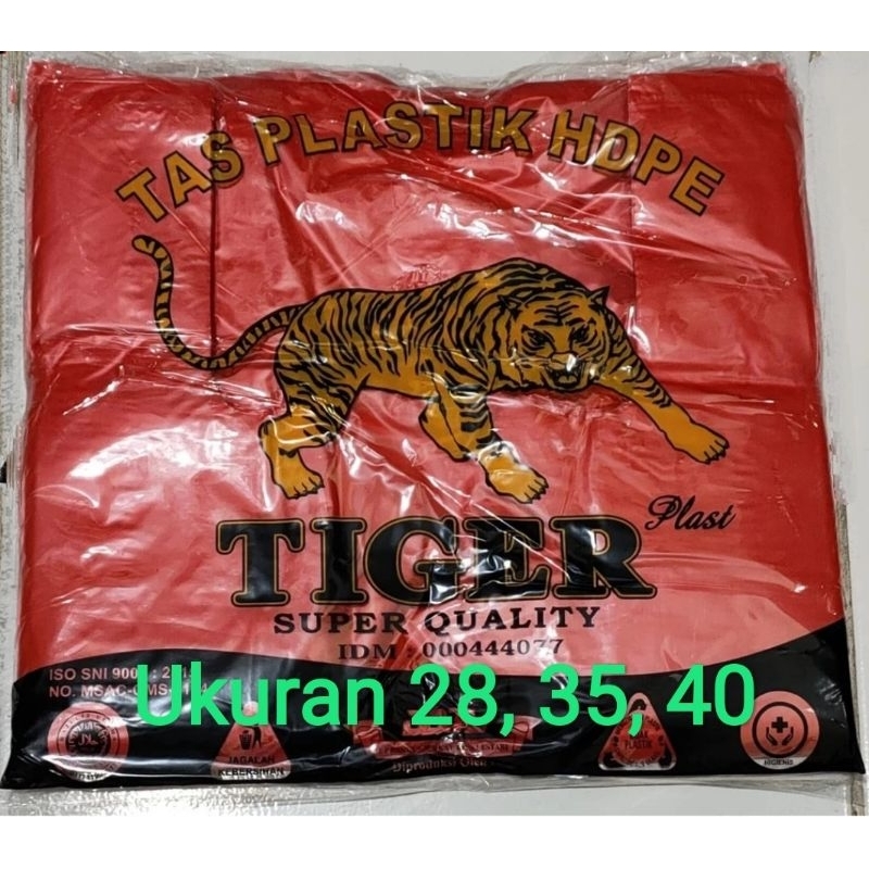 Kantong Kresek HDPE Tiger Kresek Merah ukuran 28, 35, 40 Plastik Besek Kantong Merah