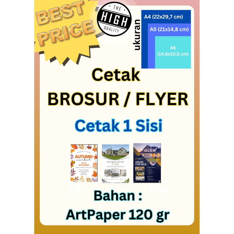 

Cetak Flyer/ brosur isi 100 lembar A5 1 sisi bahan artpaper 120 gsm
