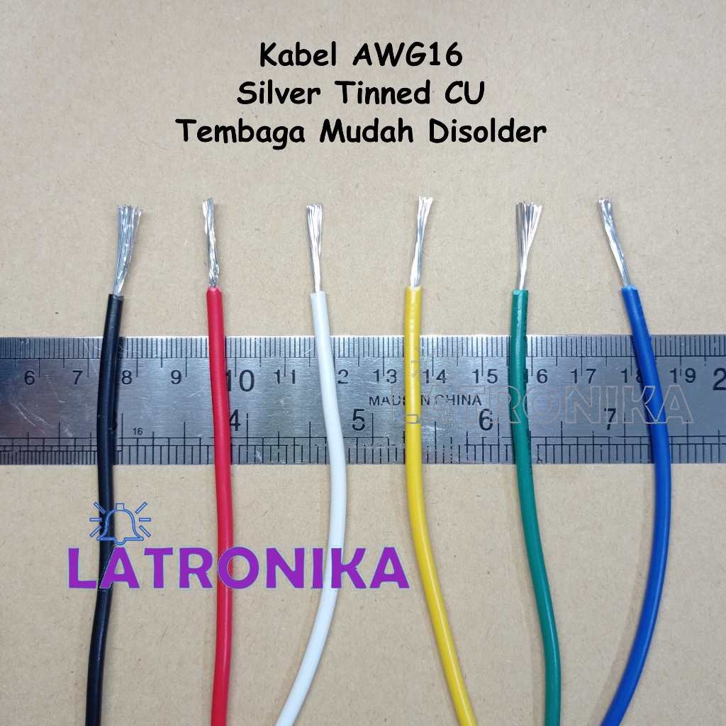 Kabel AWG16 Silver Tinned Cu Mudah Disolder Per Meter 16AWG Cable AWG 16 AWG Per M