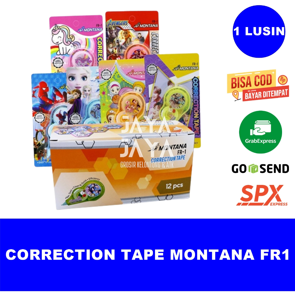 

Correction Tape Pita Koreksi Montana FR1 Tipe X Kertas Stipo 1 Lusin