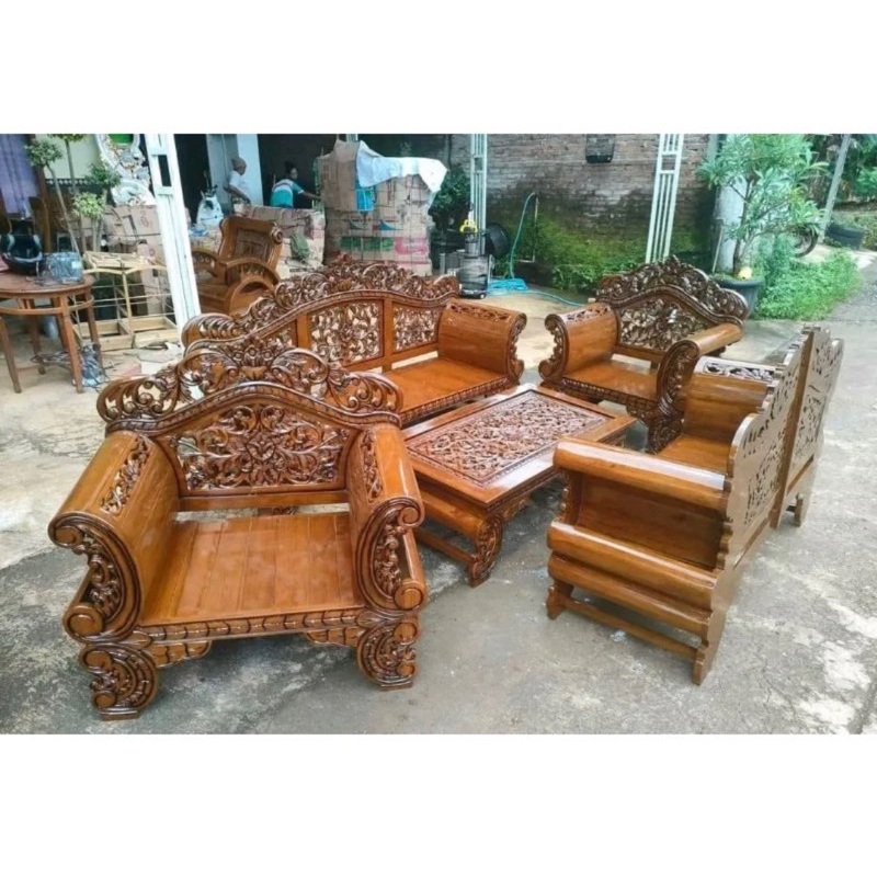 kursi tamu jati - kursi tamu jati full ukiran kayu jati tua
