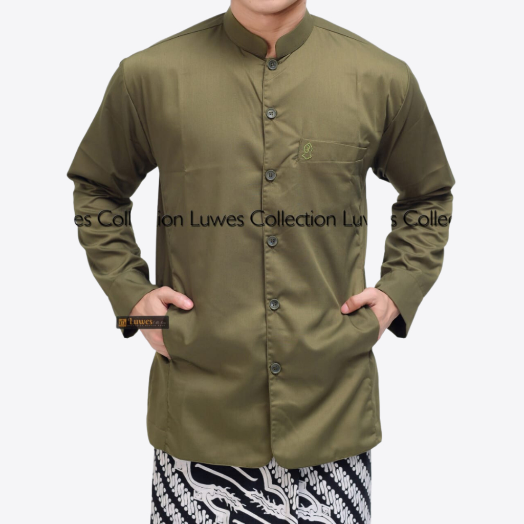 Baju Koko Semi Jas Terompah Kafana - Hijau Army
