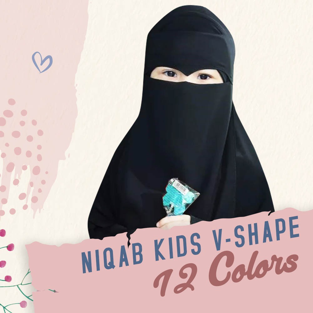 Niqob Anak Mata Elang Cadar Kids Niqab 2 Layer Anak Usia 3 4 5 6 7 8 9 10 11 12 tahun