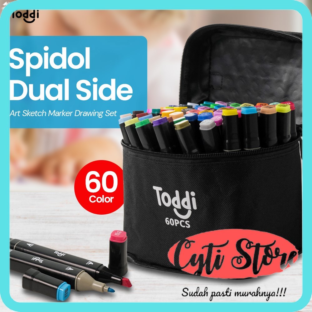 

Paket Spidol Stabilo Dual Side Fine Art Brush Pen Art Marker Set 60 80 Color - HL270 - Black