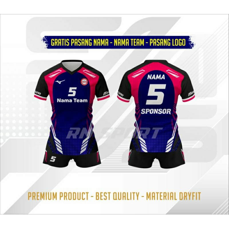Jersey Volly Wanita Custom Setelan Jersey Volly Wanita Biru