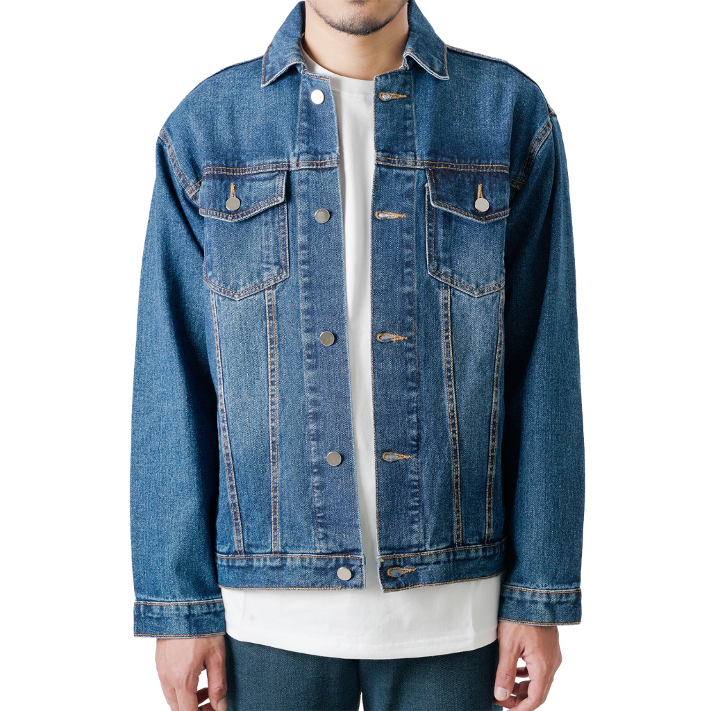 Indiegoods - Jaket Denim Pria Biru Tua Blue Scarf - Jacket Jeans Pria/Wanita/unisex Washed Warna Bir