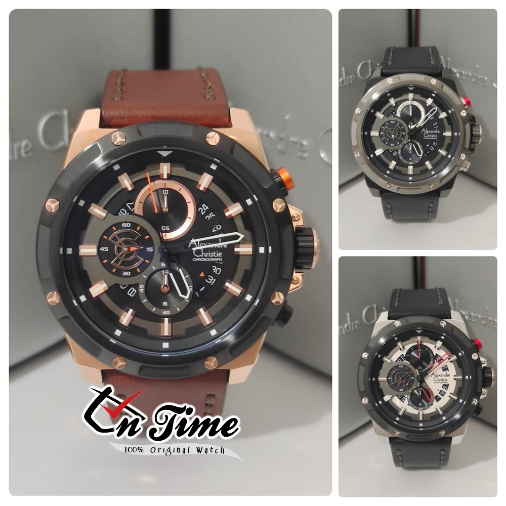 Jam Tangan AC Pria Alexander / Alexandre Christie 6506 Kulit Anti Air Original 100% Terbaru Mewah Sp