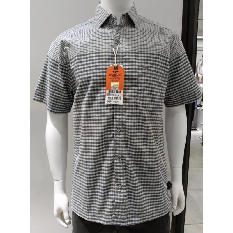 Kemeja pendek pria Cardinal casual original mens EAKAR01562P 04H kemeja katun abu