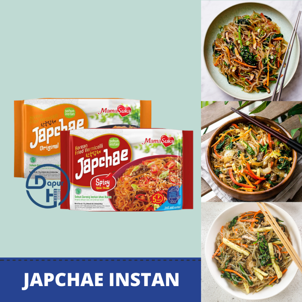 

MAMASUKA Japchae Korea Instan 111 g Halal | Sohun Glass Noodle Original & Spicy | Sohun Khas Korea