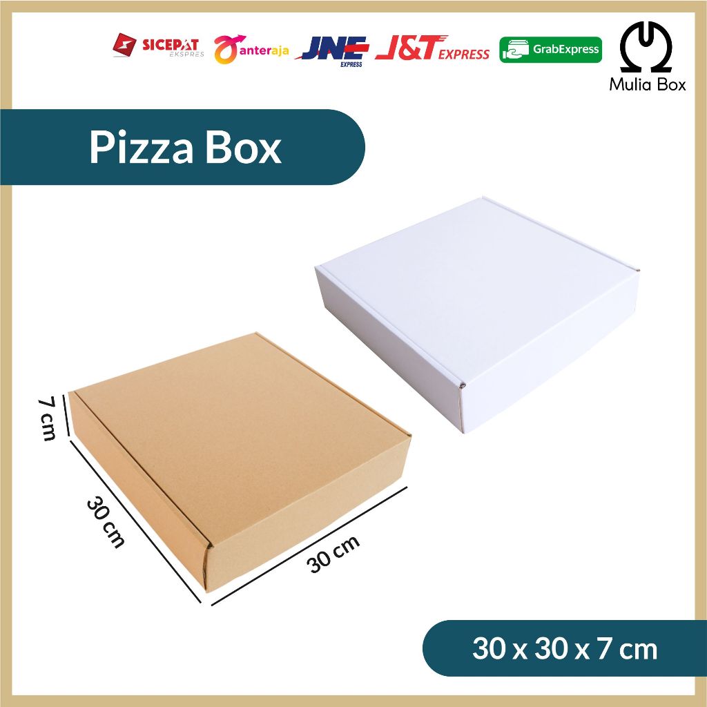 

Kardus Packing Pizza Box 30 x 30 x 7 cm Corrugated Die Cut Karton Besar Baju Jaket Kemeja Kue Kering
