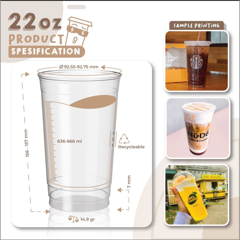 [PET 22 OZ] CUP GELAS PLASTIK 22 OZ / GELAS PLASTIK KOPI TEH JUS ES KRIM - ISI 1000 PCS/DUS