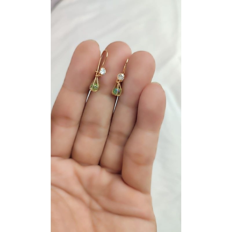 Anting mainan kranjang perak berlapis emas24k