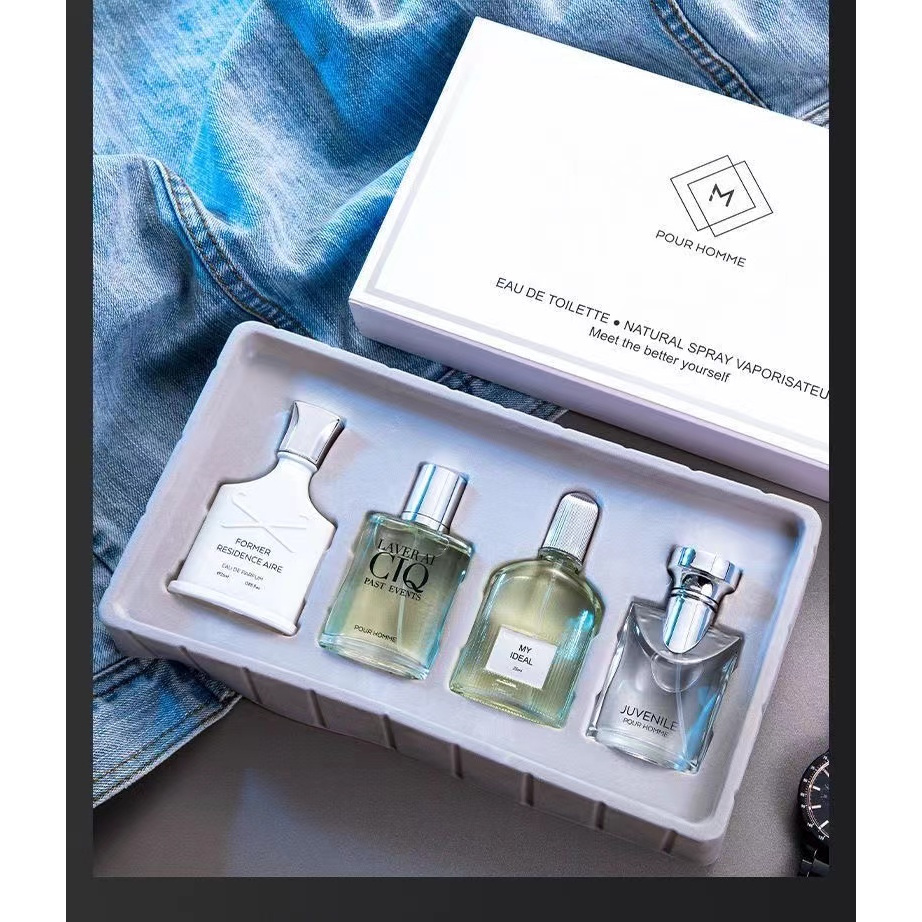 Parfum White Men's Dupe GIORGIO ARMANI | Parfum Dupe TOMFORD | Parfum Pria Set Isi 4 botol | Kado Pr