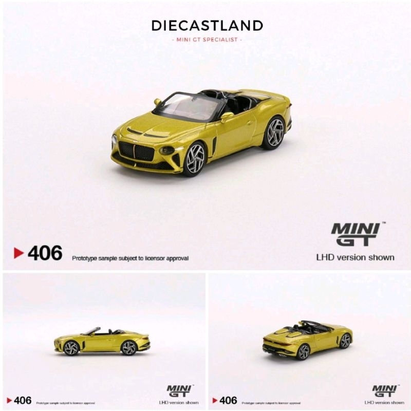 Mini GT #406 Bentley Mulliner Bacalar Yellow Flame  MGT00406 MiniGT MGT Bentley Muliner Mulliner Kun