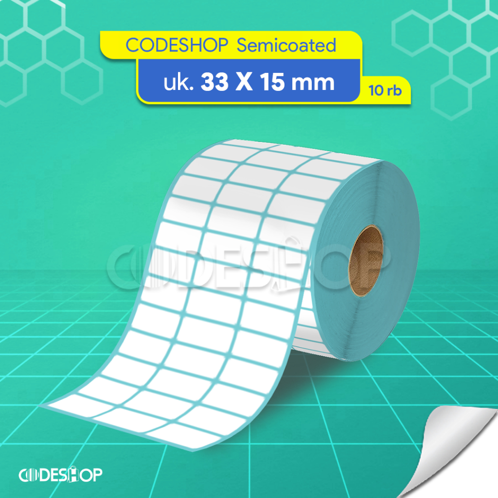 

Codeshop Label Semicoated 33x15 mm 3 Line Core 1 inch isi 10000 Pcs Stiker