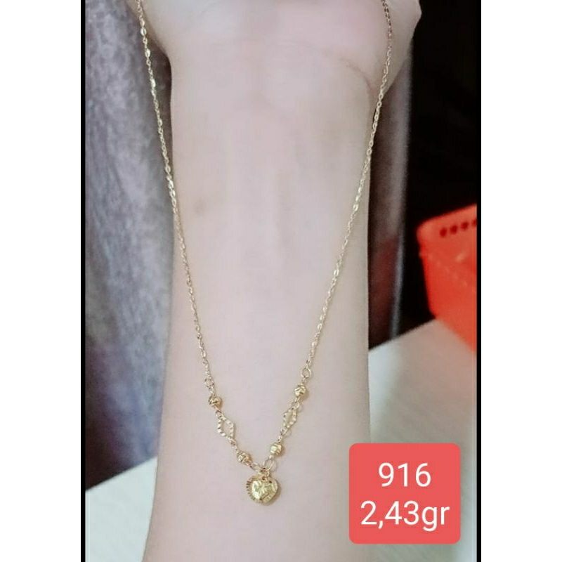 Kalung koye Love emas kuning singapore kadar 916