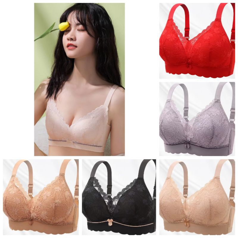 (B-04)Push Up Bra Wanita Tanpa Kawat Bra Busa Tipis Bra Renda Bra Sexy BH Bra jumbo Bh jumbo bh big 