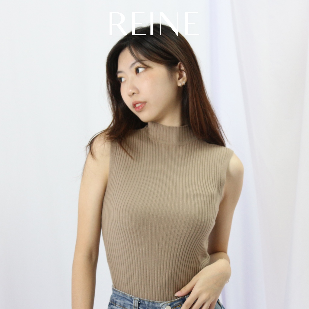 REINE [Kezia Top] - Turtleneck Tanktop - Turtleneck Tanktop Oversized - Tanktop Premium Rajut Wanita