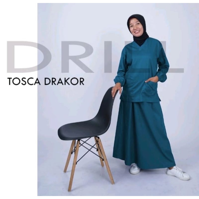 BAJU OK MEDIS SETELAN ROK,BAHAN AMERICANDRILL
