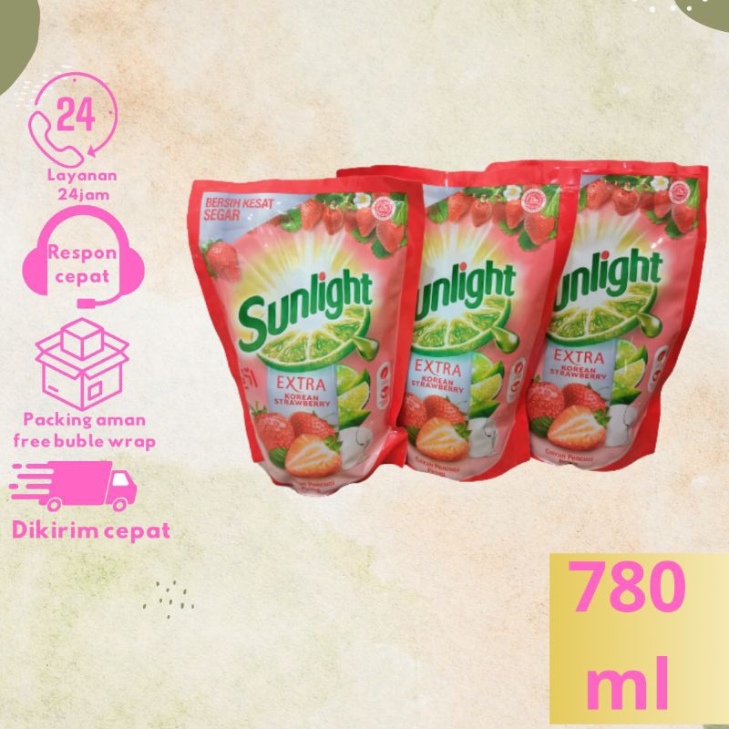 SUNLIGHT PENCUCI PIRING//SUNLIGHT EXTRA KOREAN STRAWBERRY 560ML//SUNLIGHT PENCUCI PIRING//CAIRAN PEN
