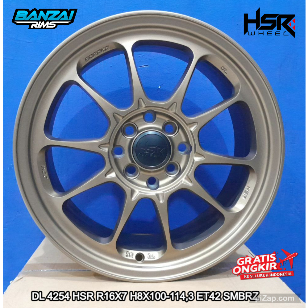 Pelek/Velg Mobil Racing HSR Ring 16 Lebar 7 Inch ET42 Pelek Pelek  Mobil Honda Jazz Brio Freed Mobil