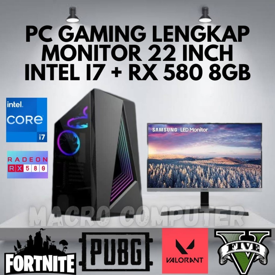 PC GAMING I7 RX 580 8GB +MONITOR FULLSET|PC GAMING MURAH I5 I7 LENGKAP