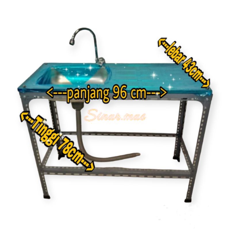 Wastafel Bak Cuci Piring Portable 96cmx43cm / Tempat cuci tangan 1 Lubang Stainless Sink Portable Pa