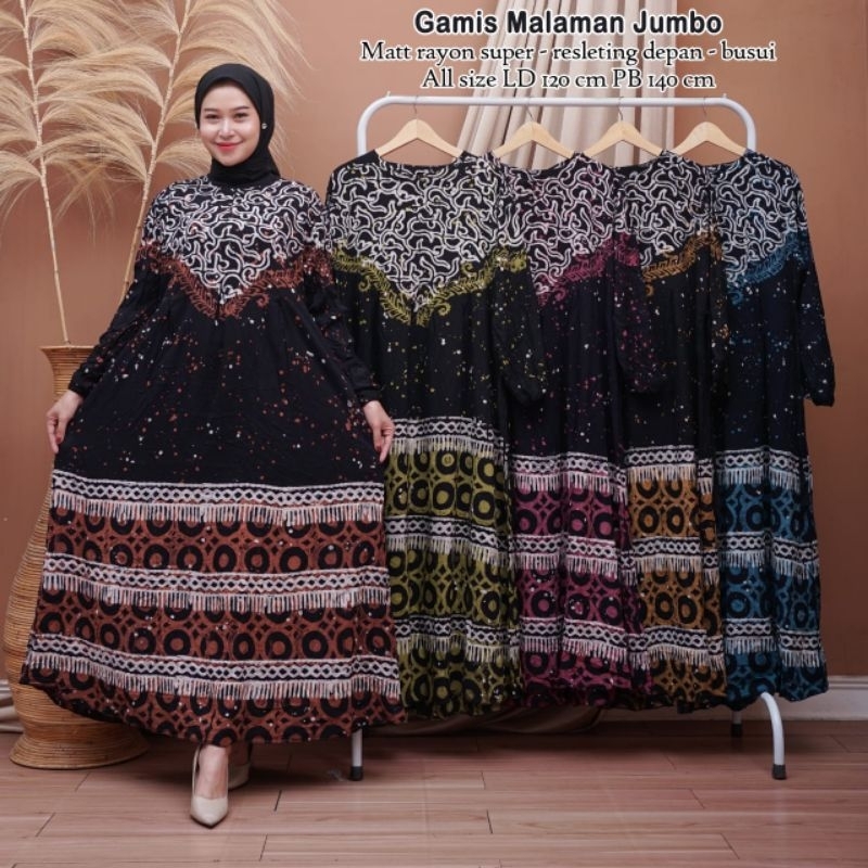 GAMIS BATIK JUMBO SAKINAH/GAMIS CAP MALAMAN/GAMIS CAP MALAMAN