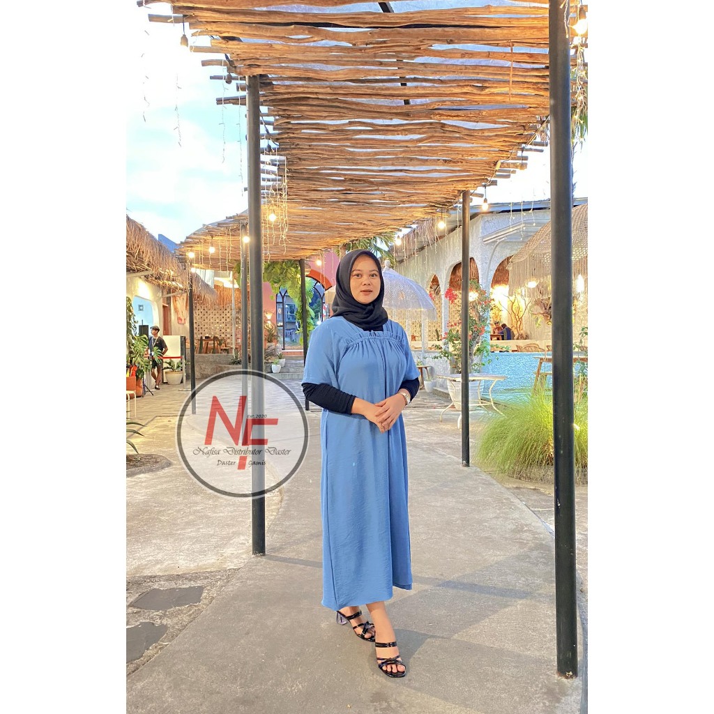 DASTER FUJI LAURA PENDEK CRINGKLE AIRFLOW POLOS BAWAH REMPLE KERUT DADA DISTRIBUTOR DASTER