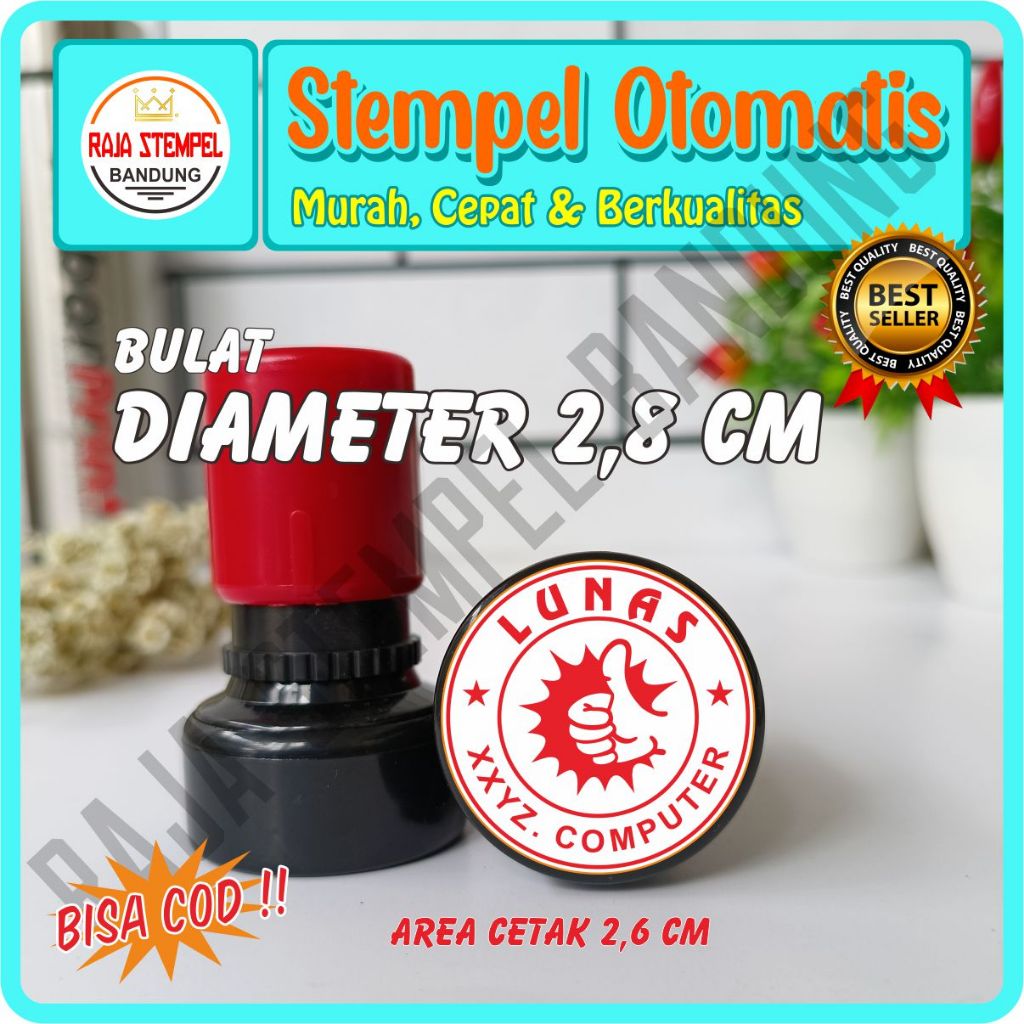 

Stempel Flash Bulat 2,8 CM, stampel online shop otomatis, Stempel lunas kecil, stample paket