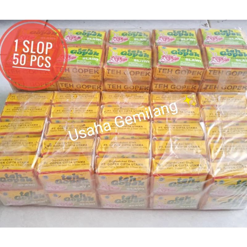 

TEH GOPEK SUPER PREMIUM Jasmine (1Slop 50pcs ) - Teh Gopek / Teh Melati / Teh Tubruk / Teh Kepyur / Teh Khas Tegal Slawi / Jasmine Tea / Teh Tegal Gopek / Teh Solo / Teh Seduh / Oleh Oleh Tegal Slawi / Teh Gopek Asli Slawi Tegal / Teh Tegal Slawi