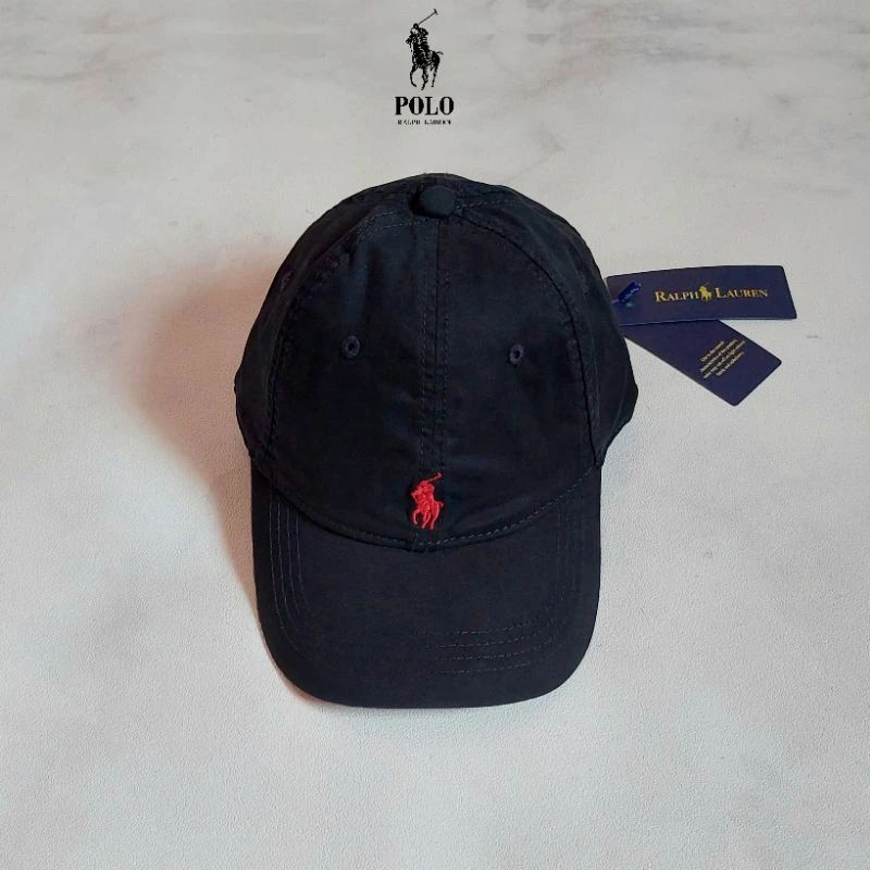 topi/caps Polo Ralph Lauren hitam-small logo merah- ori import BNWT