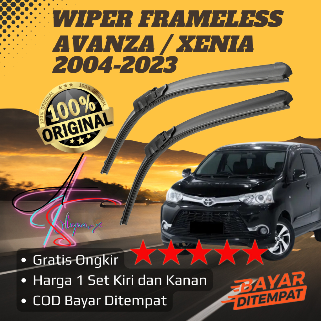 Wiper Avanza Xenia Avanza Veloz 2004 - 2023 Model Frameless / Wiper Kaca Mobil Toyota Avanza dan Vel