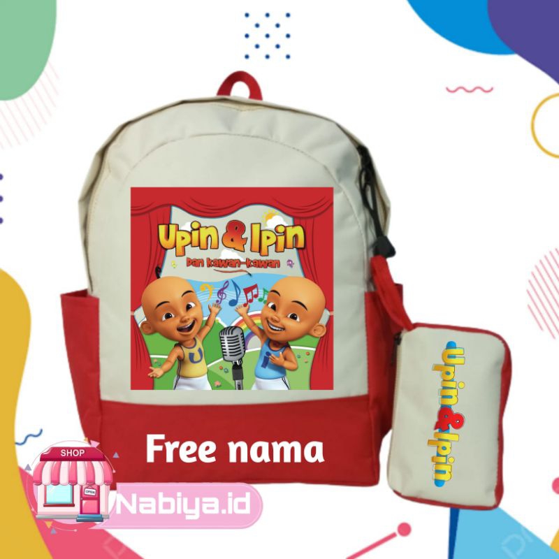 TAS RANSEL UPIN&IPIN UPIN DAN IPIN BACKPACK ANAK SEKOLAH COSTUME GAMBAR KARAKTER FREE NAMA UNISEX