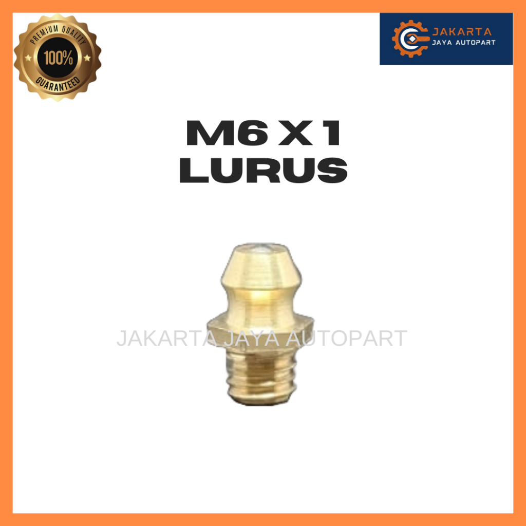 NEPEL GREASE 6MM M6*1 LURUS/ NIPPLE GREASE /NEPEL GEMUK KUNINGAN