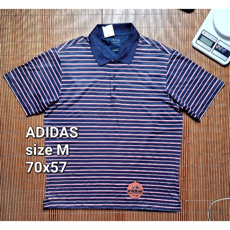 Baju Kaos Krah ADIDAS Polo Shirt Garis Salur