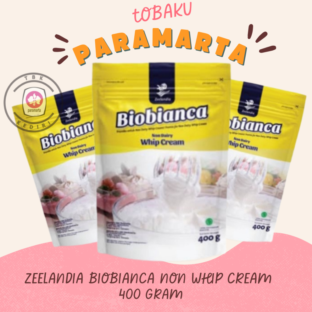 

TEPUNG PREMIKS INSTAN WHIPPED CREAM ZEELANDIA BIOBIANCA NON DAIRY WHIP CREAM 400 GRAM / TEPUNG PREMIKS WHIP CREAM