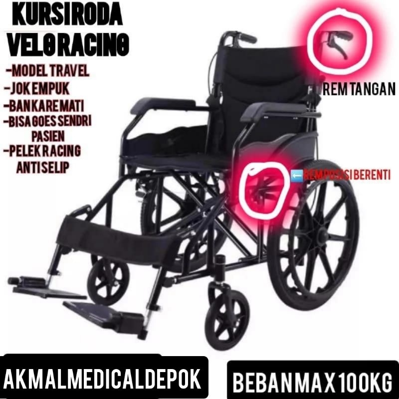 Kursi Roda Travel Ringan, Kuat ,Lipat Kecil ,