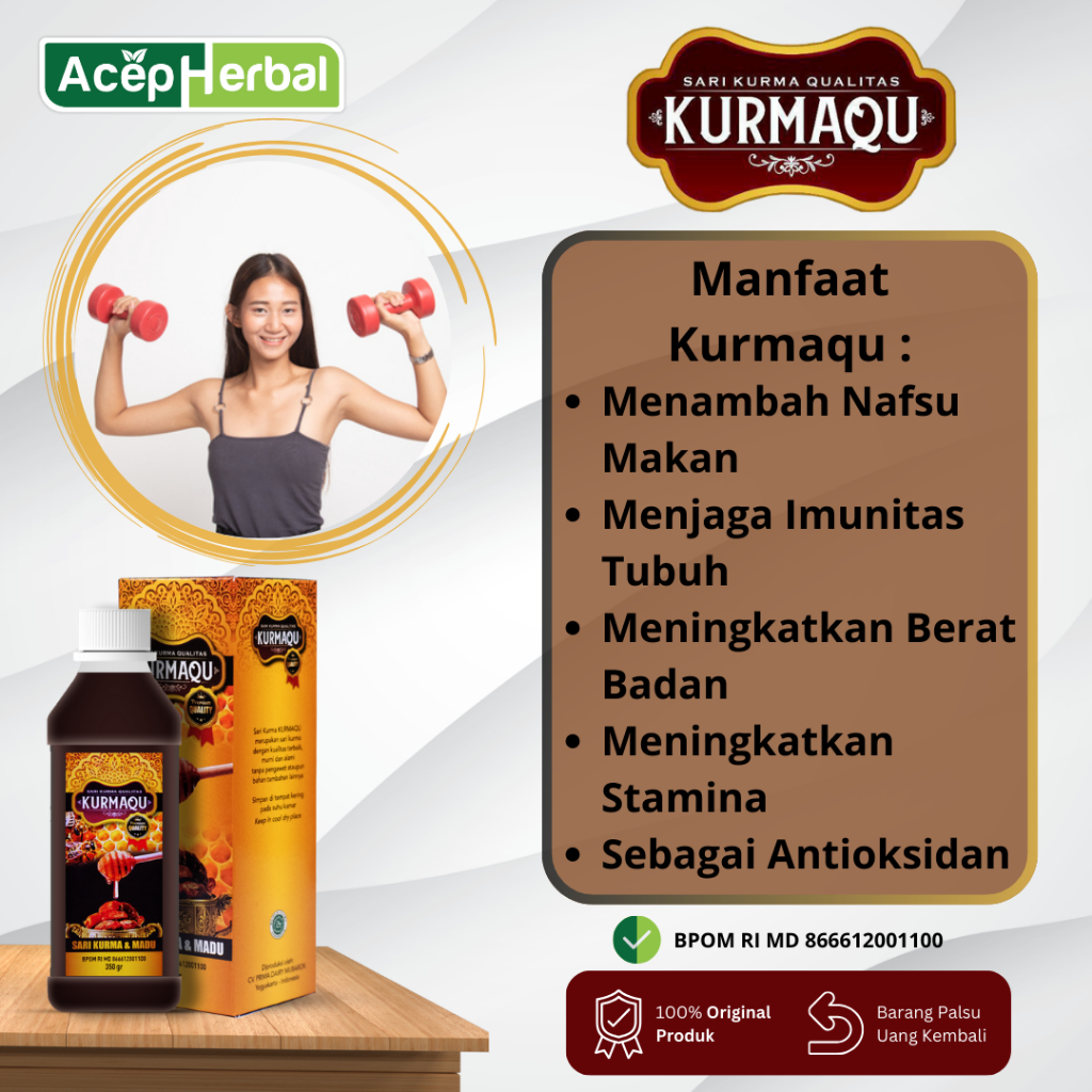 

Kurmaqu - Sari Kurma Dan Madu Menambah Nafsu Makan, Meningkatkan Berat Badan Dan Menjaga Imunitas Tubuh