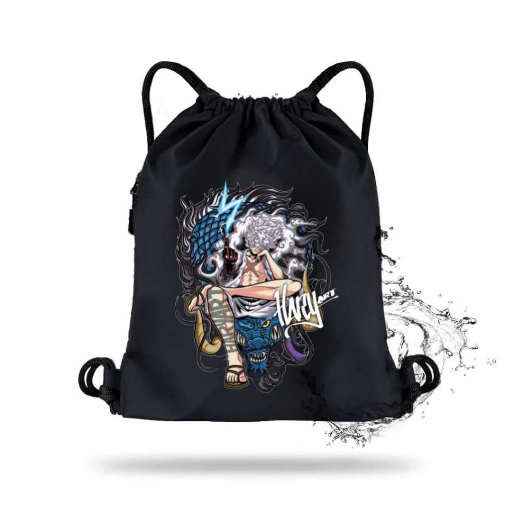 Tas Serut Pria Wanita Unisex Model Polos Hitam Original Tas Futsal Anti Air