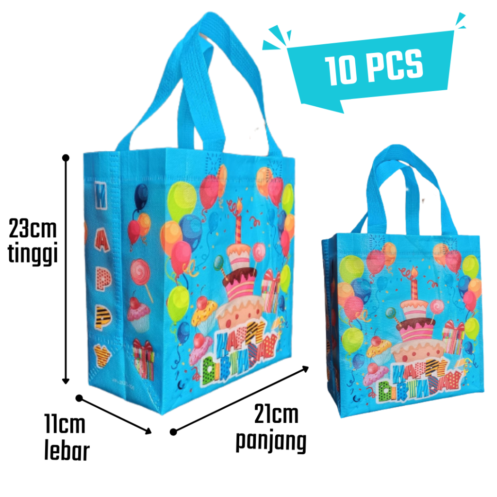 

Tas karakter ultah uk 21 x 11 per pack isi 10pca