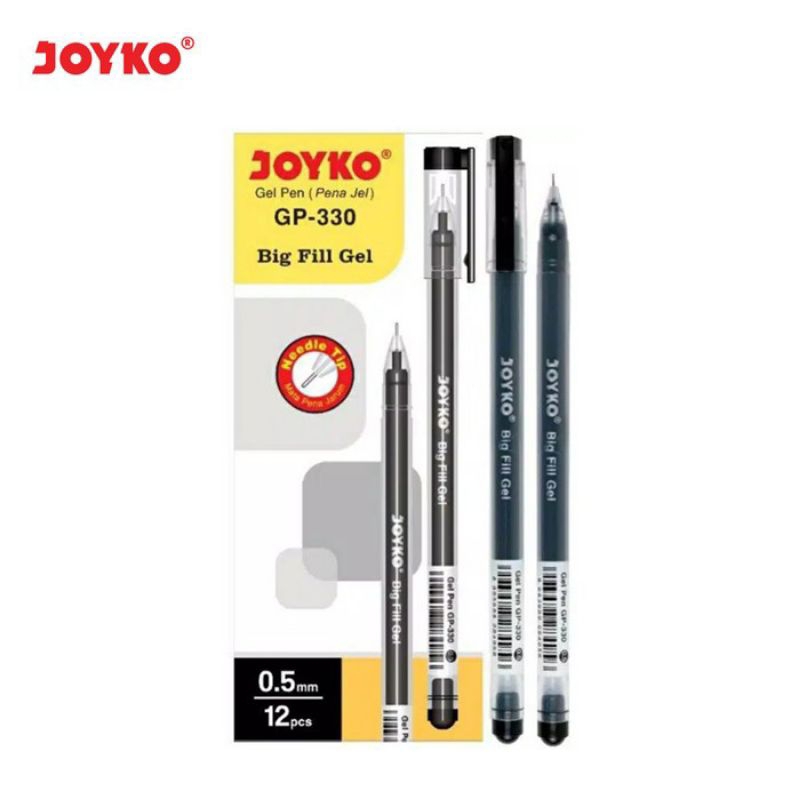 

Pulpen Gel Pen Joyko GP-330 Big Fill Tip 0.5mm Tinta Hitam Isi 12 pcs