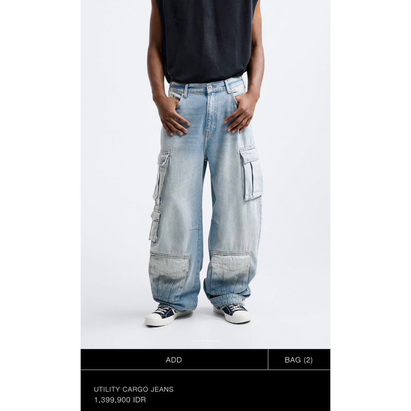 ZARA UTILITY CARGO JEANS
