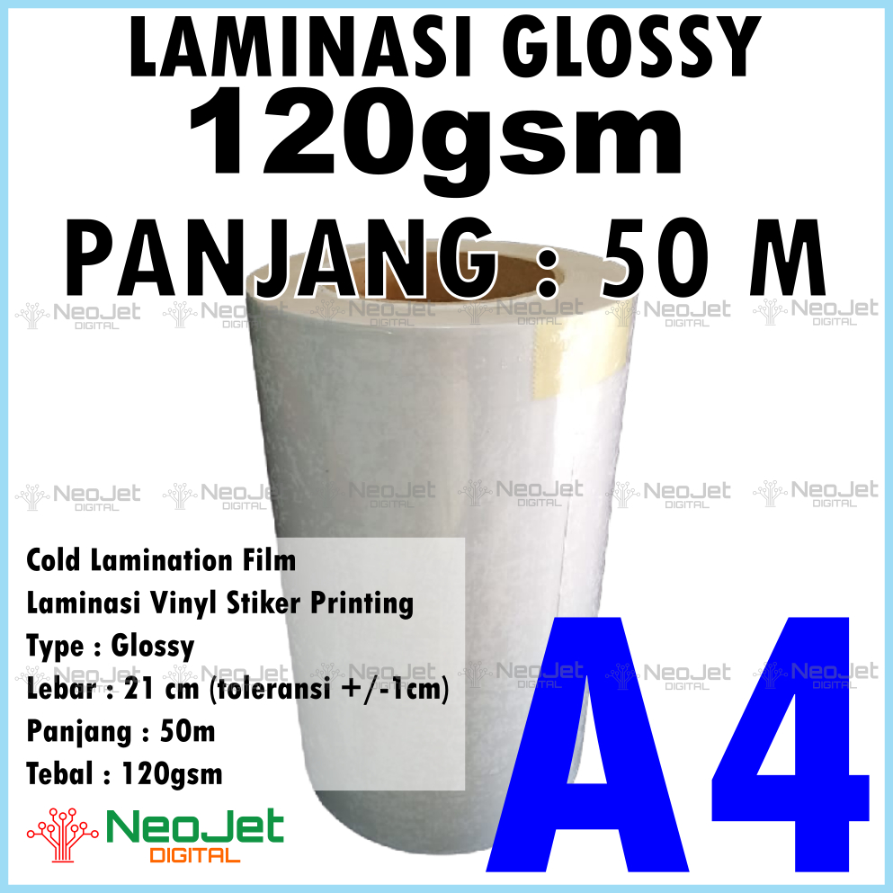 

Laminasi Glossy Dingin Vinyl Stiker Laminating A4 120 gsm 50 m Murah