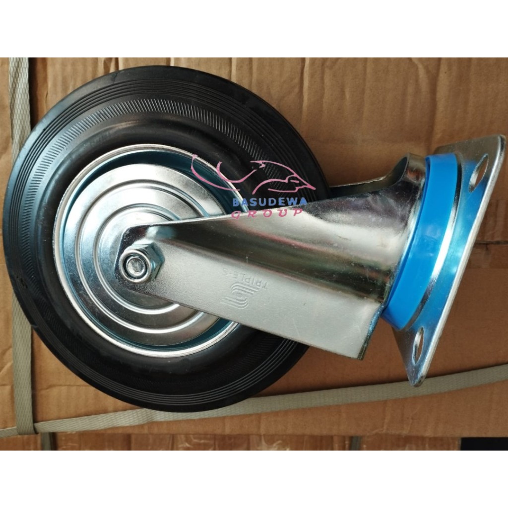 TRIPLE S RODA KARET 8" HIDUP / MATI / HIDUP REM ( pilih varian ) - Mati