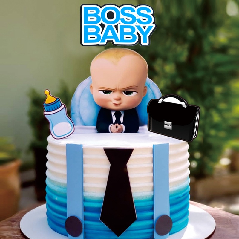 Topper Cake Boss Baby / Hiasan Kue Ultah Baby Boss Bahan Kertas / Topper Cake Full Month / Baby Show