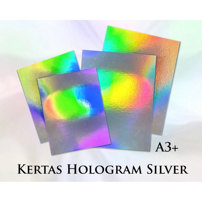 

Kertas hologram 350 gsm belakang ivory ukuran 32,5x48 cm atau 79